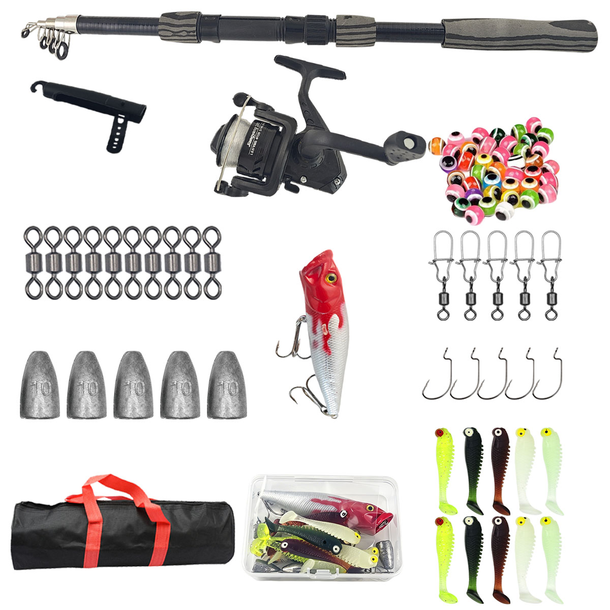 Fishing Rod Spinning - Draagbare telescopische hengelset 1,8 m, 3-laags