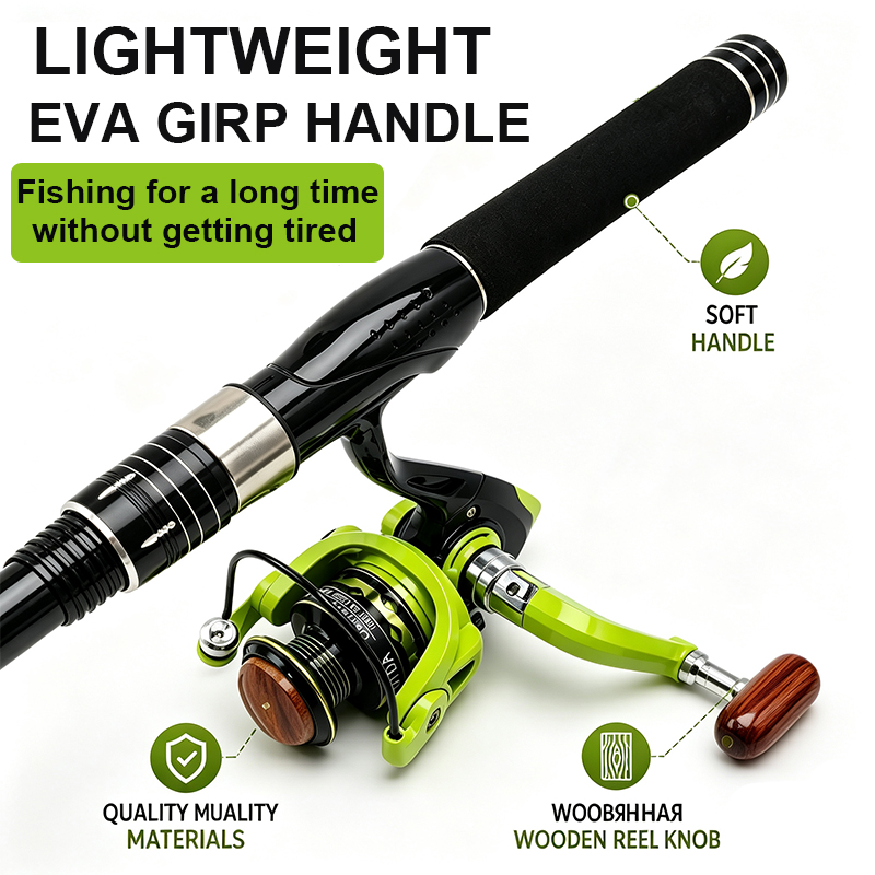 Draaiende hengel en molen set, - Fishing Rod Spinning recensie en prijs